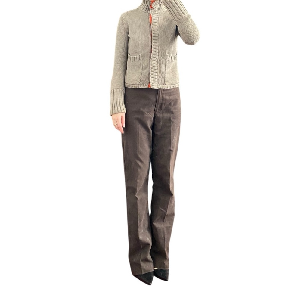Moda International Brown High Neck Button Knit Sweater Size XS